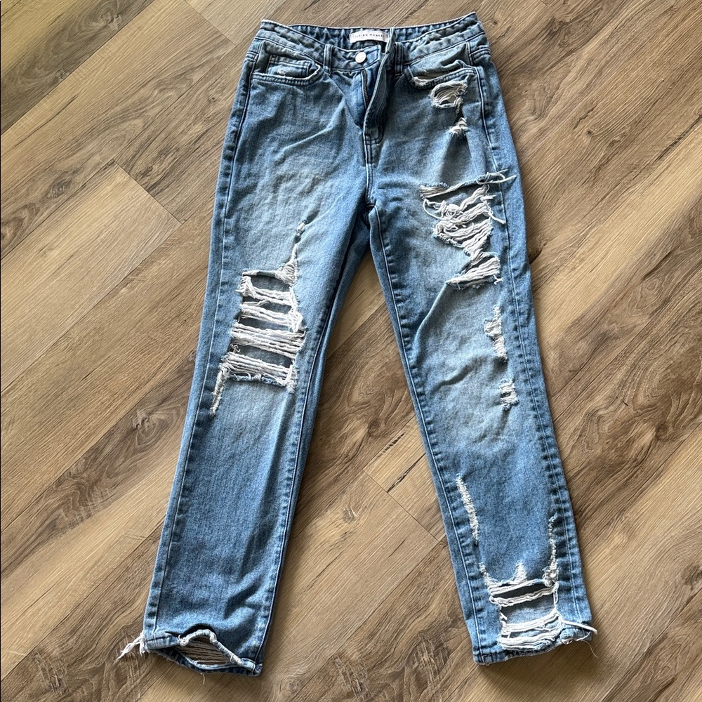 Flying Monkey Light Blue Distressed Boyfriend Jeans